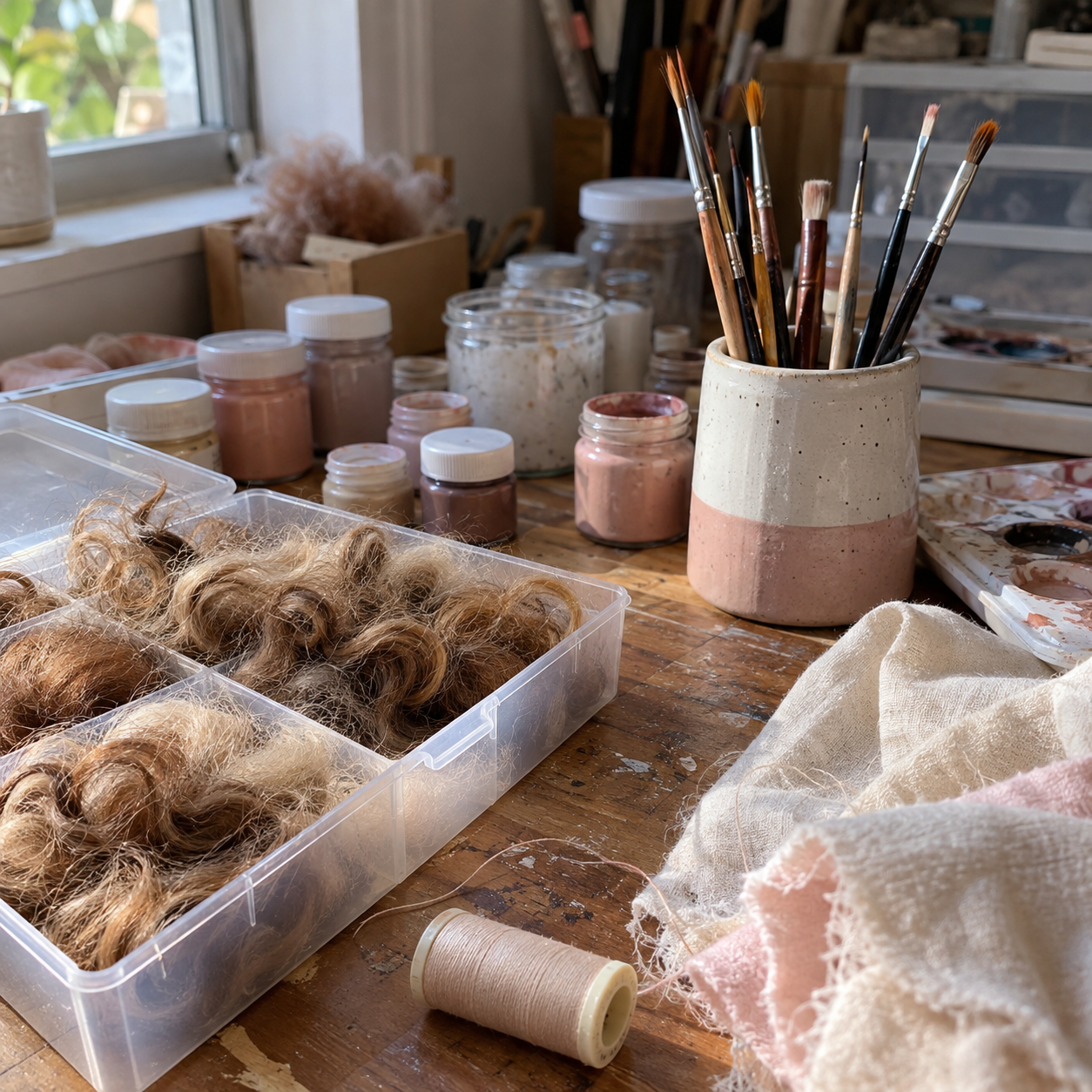 Imagem ilustrativa de materiais para criação artesanal de bebês reborn